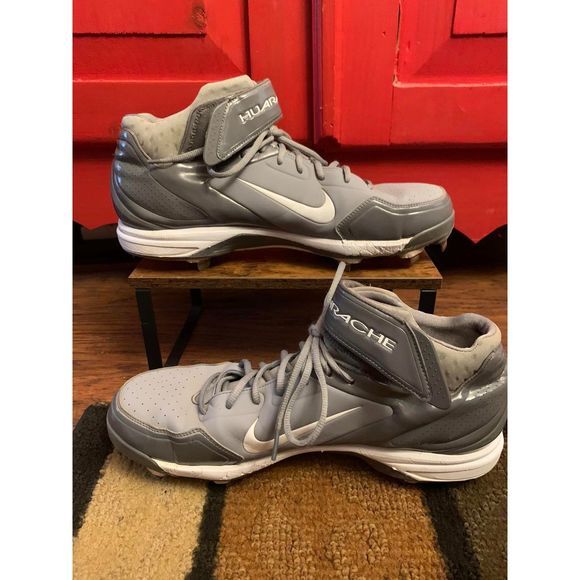 Nike Men's Size 14 467796-002 Air Huarache Grey & White Baseball Cleats EUC - Picture 1 of 8